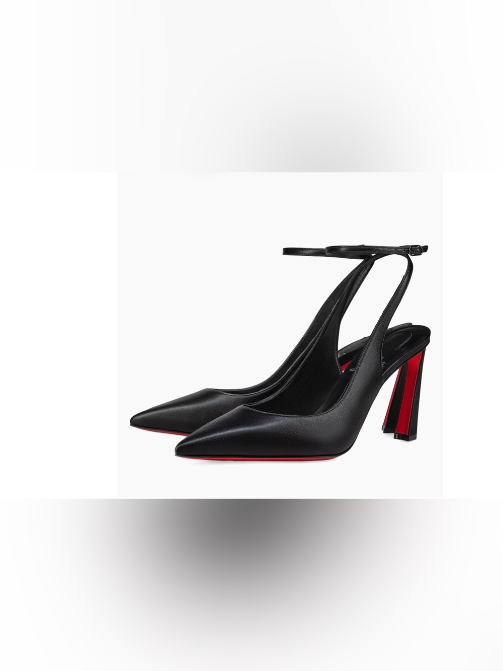 Christian Louboutin Black Leather Pointed Slingback Pumps with Ankle Straps